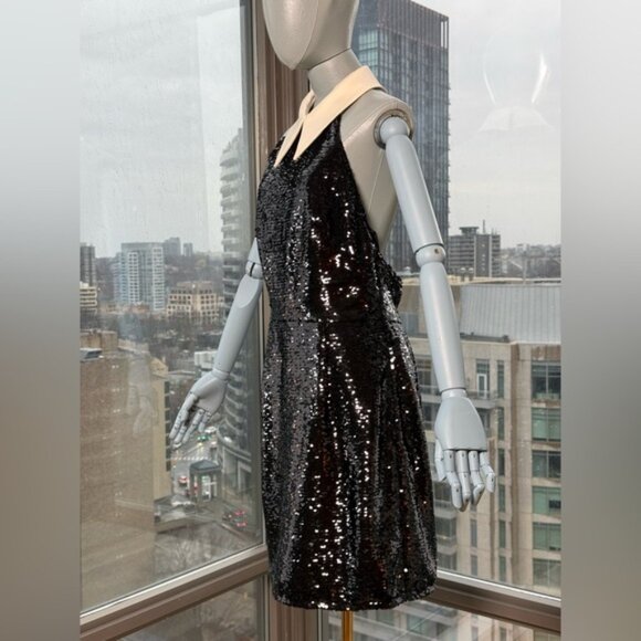 🆕 BRONX & BANCO 🧿 NWOT Wednesday Black Sequin Halterneck Mini Dress Sz L US 8 - Picture 12 of 15